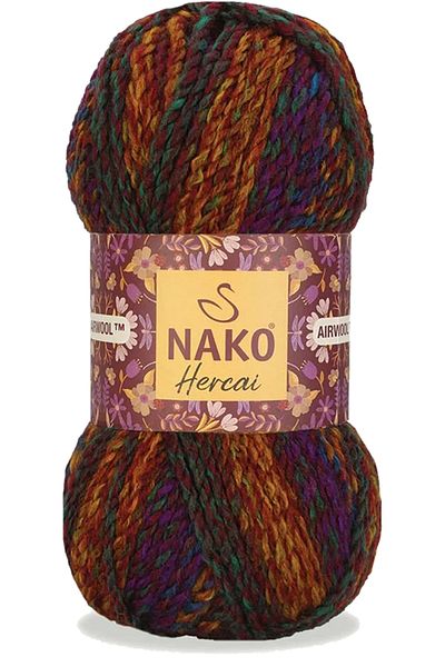 NAKO 5 Pieces Hercai Marbled Cardigan Sweater Scarf Beanie Hand Knitting Yarn Wool 7131