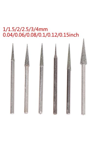 Choice 6pcs 1 Set 6pcs 1-4mm Diamond Grinding Head Needle Bits Burrs Engraving Carving Tool 2.35mm Shank D