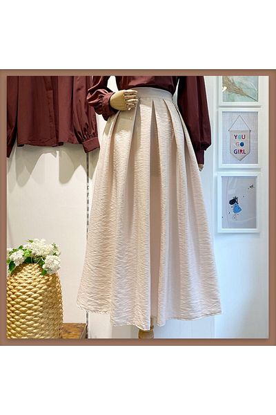 Faya Boutique Κρεμ τυπική υφασμάτινη φούστα αλεξίπτωτου