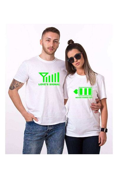 Tshirthane Signal Power Power of Love Lover Combinations T-shirt Couple Combination