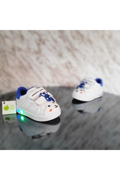 elma bebe Işıklı Ortopedik Cırt Cırtlı Unisex Kız Erkek Bebe Çocuk İlkadım Sneaker Spor Ayakkabı