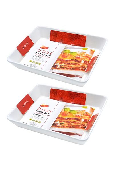 Dove 2-Piece Set / Oven / Serving Dish 1.8 Liters x 2PCS (31 x 23.3x5.3) White Rectangular BMW307(0.16DZ)