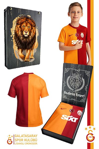 Galatasaray Original Licensed 23-24 Piece Yellow Red Children's Jersey Lion Printed Gift