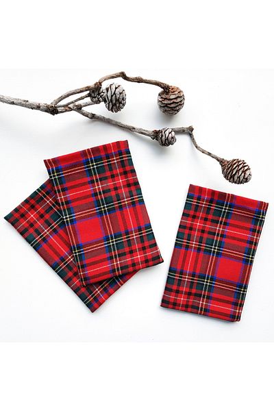 Bimotif Red Green Plaid Fabric Pouch, 10X15 cm 5 Pieces