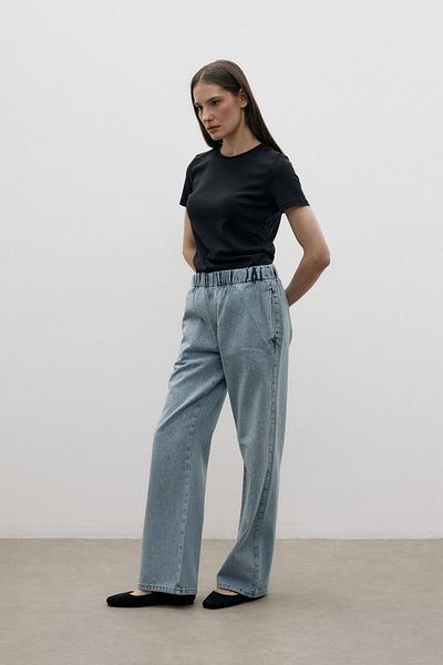 mervis Pantaloni din denim cu talie elastică brodate cu piatră