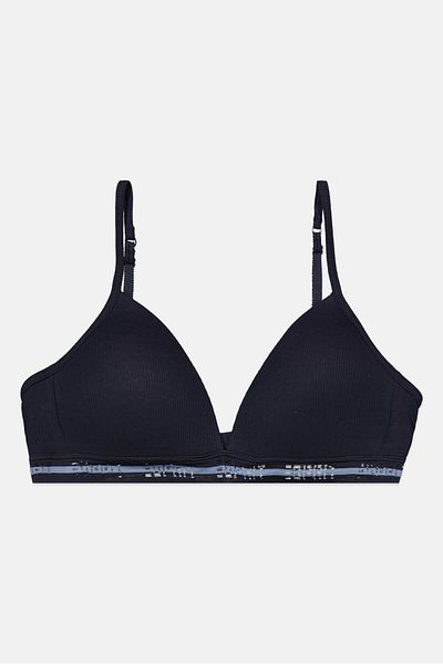 Esprit Women Ribbed Lightly Padded Triangle Bra, Navy Blue