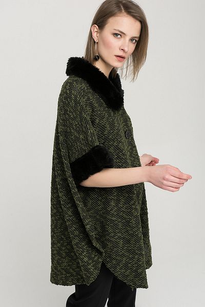 Sense Collar and Sleeve Manset Kurklu Onu Dugmeli Panco| Pnç31059 Green Black