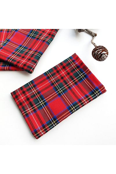 Bimotif Red Green Plaid Fabric Pouch, 10X15 cm 5 Pieces