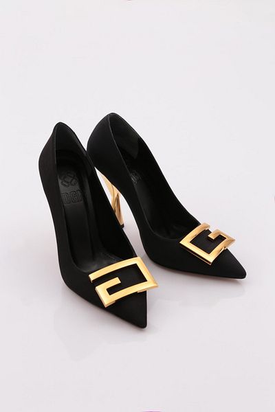 DGN Pantofi cu toc pentru femei din satin negru - 21933210