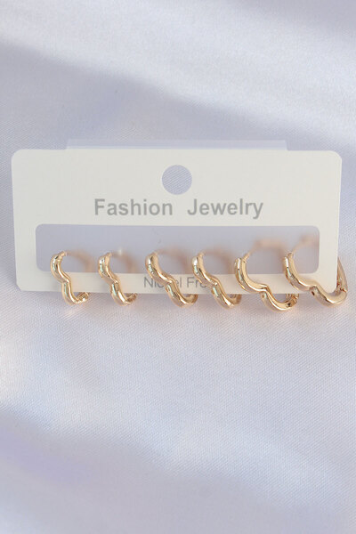 Skygo ieg ™   طقم أقراط على شكل قلب من النحاس باللون الذهبي - TJ-BKP8992 NVDN...