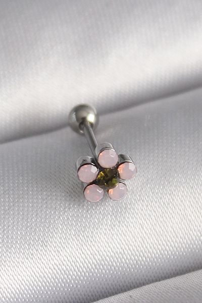 Clariss 316L Steel Silver Color Zircon Stone Flower Tragus Piercing