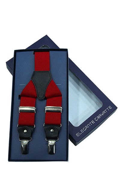 Elegante Cravatte Κόκκινο Χρώμα Luxury Salopet Παντελόνι Κρεμάστρα