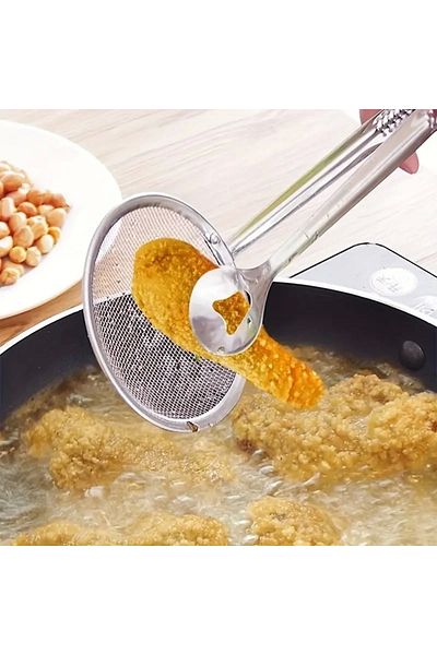 AYLA STAND Mybru Stainless Metal Strainer Frying Tongs