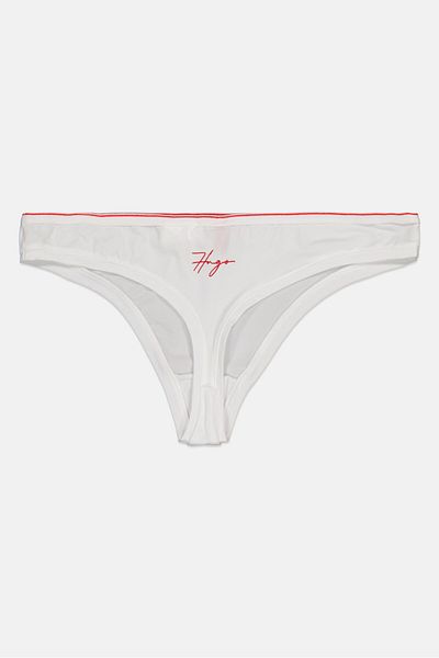Hugo Boss Women Brand Logo Pull On Thong, White