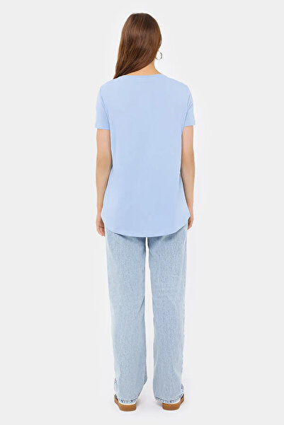 Hiccup Tricou de bază cu mânecă scurtă cu gât rotund