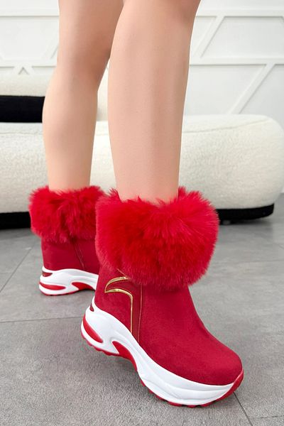 LEYDİ SHOES ΜΠΟΤΕΣ JENA ΚΡΥΦΟ ΤΑΚΟΥΝΑ ΚΟΚΚΙΝΟ ΣΟΥΕΤ