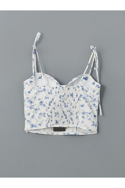 LC Waikiki Xside White Heart Neck Floral Women's Crop Bustier