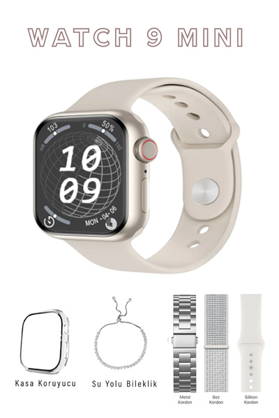 AirWatch Watch 9 Mini Akıllı Saat Özel Kutu İçeriği Hediye Kordon ve Bileklik