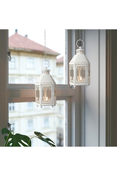 erorex Lantern for tealight, in/outdoor, white, 21 cm