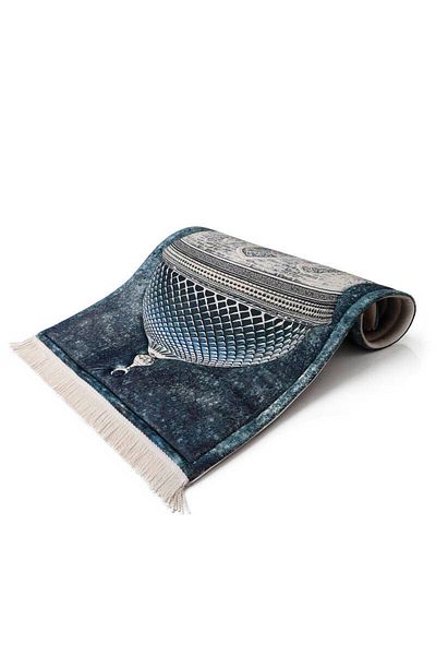 Bursa İpek Petrol Blue Quilted Sponge Prayer Rug