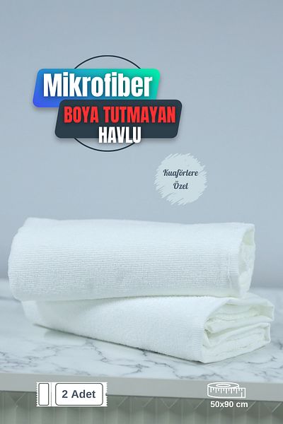 denizlicotton Special Dye-Repellent Microfiber Hair Towel for Hairdressers 50X90 cm Set of 2