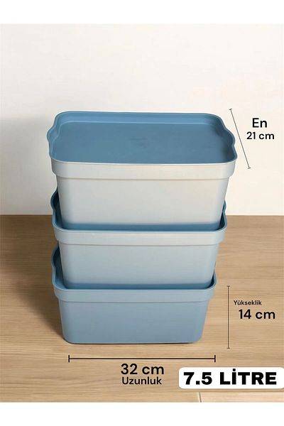 Heredot Mithra Life 3-Piece Gray Storage Set - 7.5 Lt Box with Lid, Mit1180