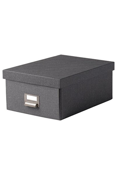 erorex Storage box with lid, dark grey, 25x36x15 cm