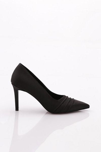 DGN 1084 Pantofi de damă cu toc înalt din satin negru