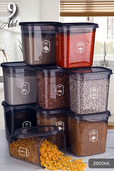 Kitchen Life Anthracite Moly Rectangular Storage Container Set 2000ml