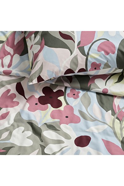 erorex Duvet cover and pillowcase, multicolour/floral pattern, 150x200/50x80 cm