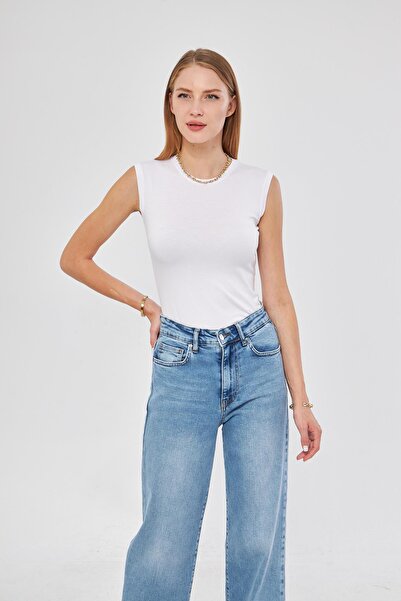 Irmak Kerekli Μηδενικό μανίκι Crew Neck Badi Viscose Lycra Body 109