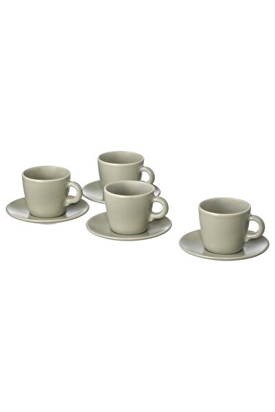 IKEA FÄRGKLAR Cup with saucer, matt/green, 7 cl