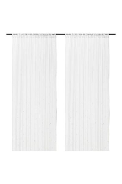 erorex Sheer curtains, 1 pair, with rod pocket/white dotted, 145x300 cm