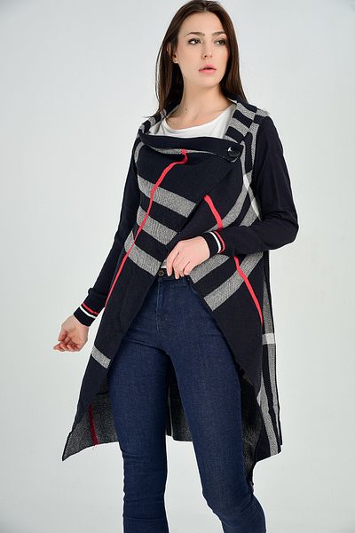Sense Ζακέτα με ραβδώσεις με μανίκια |   Trk18013 Navy blue-ecru