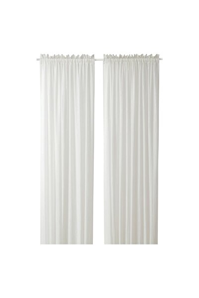 Generic Sheer curtains, 1 pair, with rod pocket/white, 145x300 cm