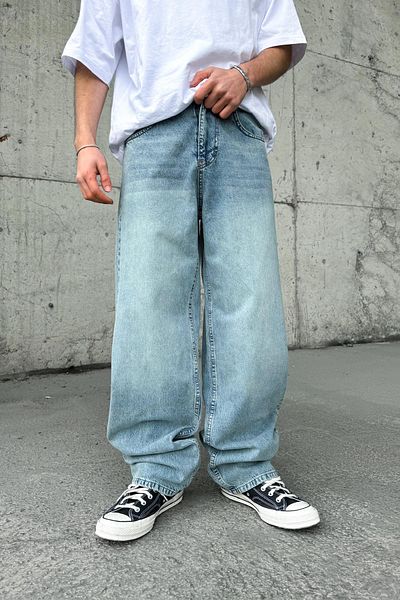 Flaw Wear Striped Green Baggy Jeans