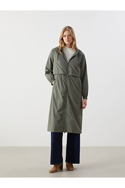 LC Waikiki Khaki Hooded Women's Raincoat