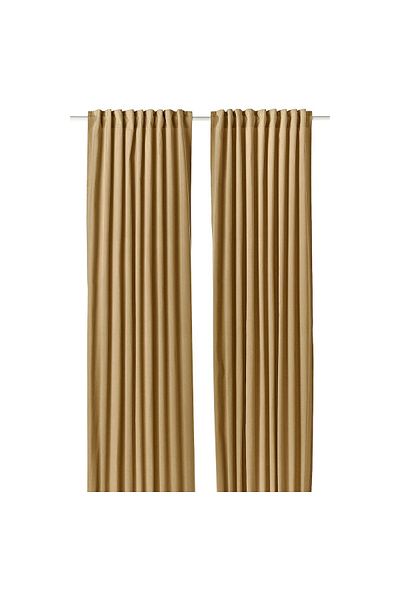 erorex Curtains, 1 pair, with heading tape/beige-yellow, 140x300 cm