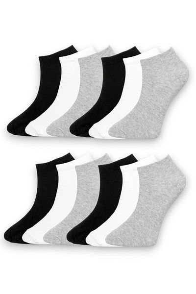 Line Smart 12 Pack Men's Mixed Color Cotton Quality Booties Socks