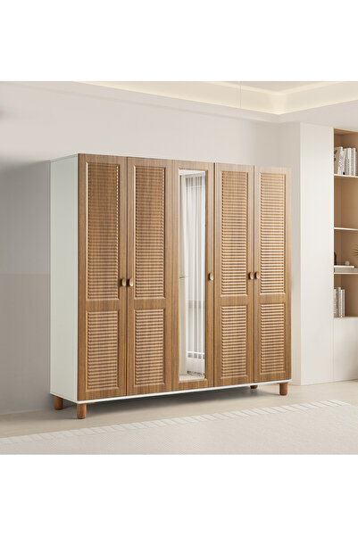Pema Home Favori %100 Mdf Membran 5 Kapaklı Dolap Gardırop