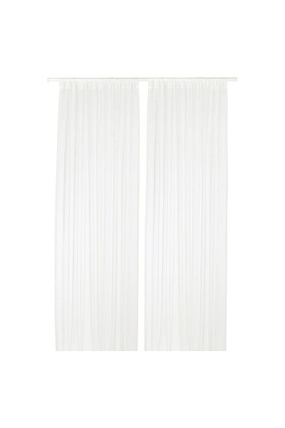 erorex Sheer curtains, 1 pair, with rod pocket/white, 145x300 cm