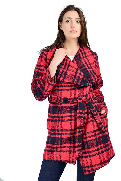 Sense Large Collar Coat| Kbn13055 Red Black