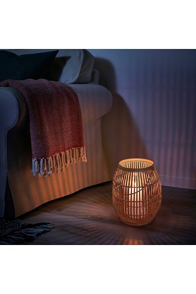 erorex Lantern for block candle, handmade bamboo, 29 cm