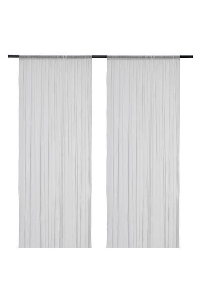erorex Sheer curtains, 1 pair, with rod pocket/white dotted, 145x300 cm