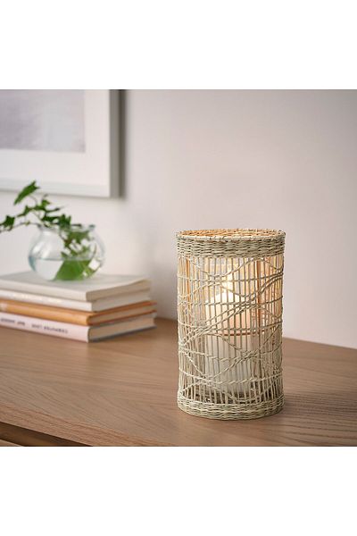 erorex Lantern for block candle, handmade sedge