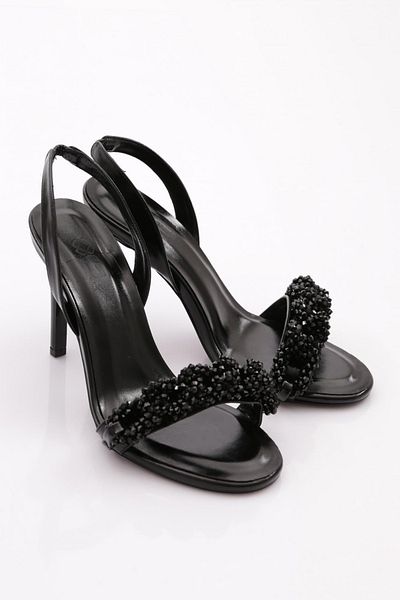 DGN Women's Black Stone Chain Evening Dress Shoes - Metallic 414121085