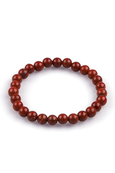 Alibaba Doğaltaş Red Jasper Natural Stone Bracelet 6mm Sphere Cut