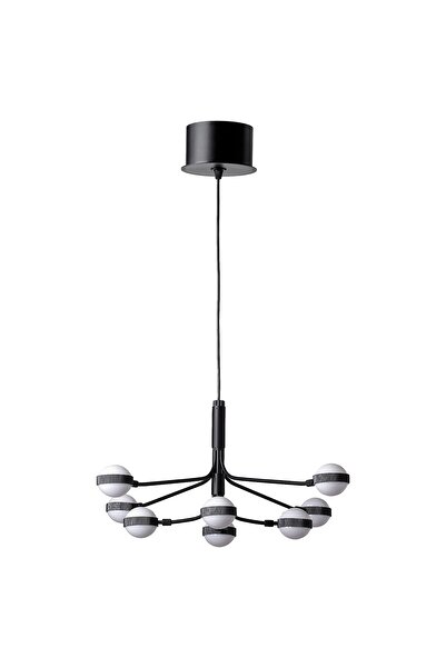 Generic LED chandelier, 8-armed, black/white, 70 cm