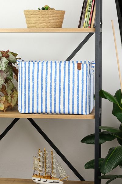 Rope Home Organizator de sertar pentru dulap dreptunghiular cu dungi albastre 30 x 22 x 18