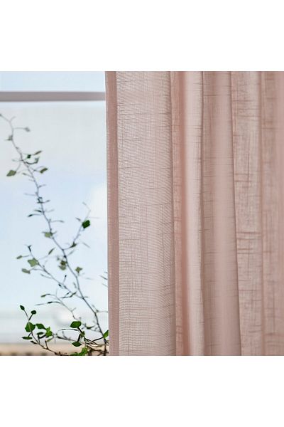 erorex Sheer curtains, 1 pair, with heading tape/pink, 145x300 cm